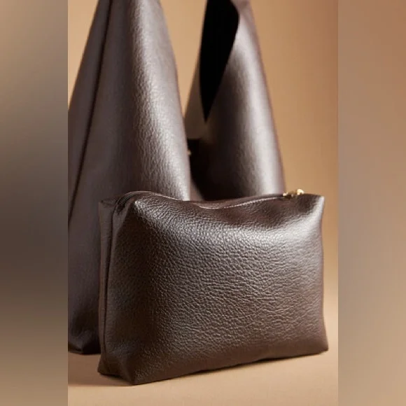 NWT Anthropologie The Love Knot Slouchy Bag The Buckle Edition Chocolate - Picture 2 of 15